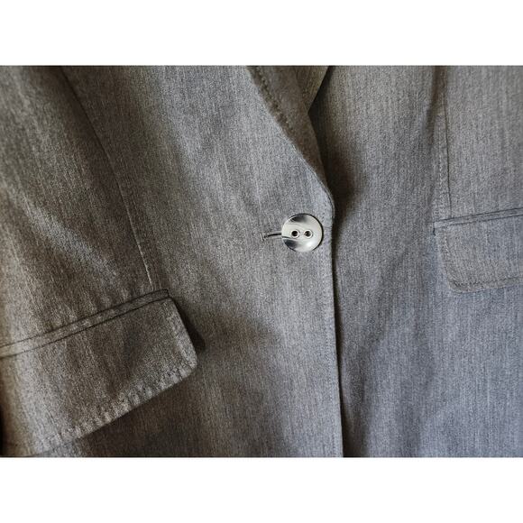 Tahari ASL One Button Gray Suit Jacket Size 10 Double Pocket Career - Picture 3 of 9